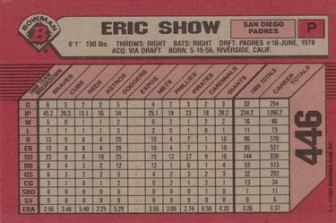 1989 Bowman #446 Eric Show Back