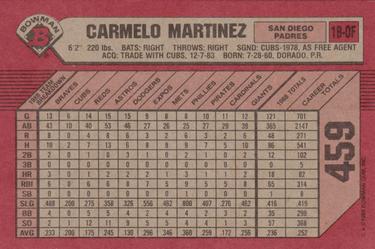 1989 Bowman #459 Carmelo Martinez Back