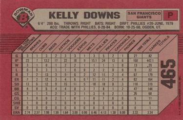 1989 Bowman #465 Kelly Downs Back