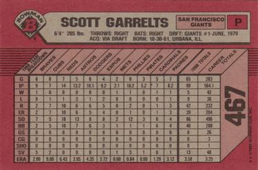 1989 Bowman #467 Scott Garrelts Back