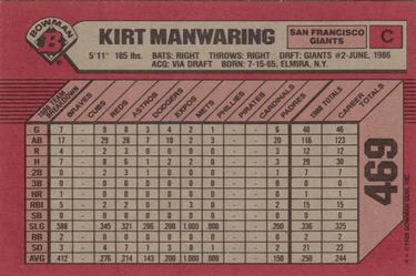 1989 Bowman #469 Kirt Manwaring Back