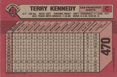 1989 Bowman #470 Terry Kennedy Back
