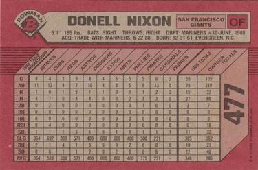 1989 Bowman #477 Donell Nixon Back