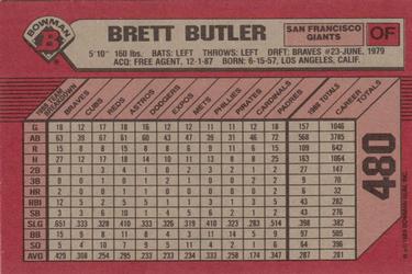 1989 Bowman #480 Brett Butler Back