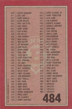 1989 Bowman #484 Checklist: 364-484 Back