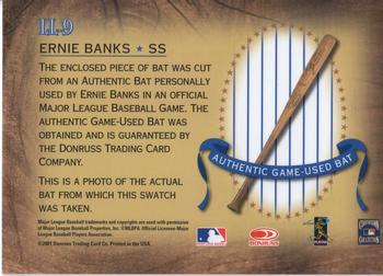 2001 Donruss Classics - Legendary Lumberjacks #LL-9 Ernie Banks Back
