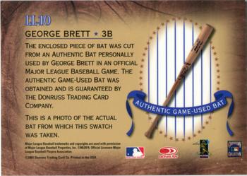 2001 Donruss Classics - Legendary Lumberjacks #LL-10 George Brett Back