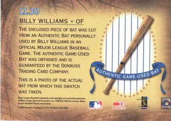2001 Donruss Classics - Legendary Lumberjacks #LL-30 Billy Williams Back