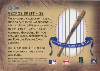 2001 Donruss Classics - Legendary Lumberjacks Autographs #LL10 George Brett  Back