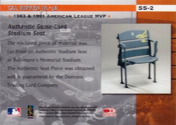 2001 Donruss Classics - Stadium Stars #SS-2 Cal Ripken Jr. Back