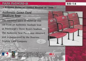 2001 Donruss Classics - Stadium Stars #SS-14 Mark McGwire Back