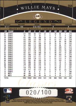 2001 Donruss Classics - Timeless Tributes #164 Willie Mays Back