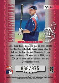 2001 Donruss Elite - Primary Colors Red #PC-36 Jim Thome  Back