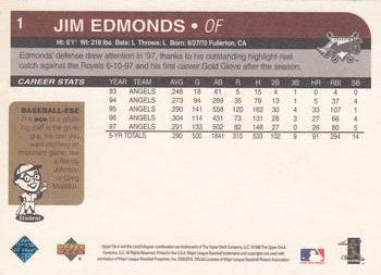 1998 Upper Deck Retro #1 Jim Edmonds Back