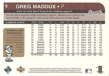 1998 Upper Deck Retro #9 Greg Maddux Back