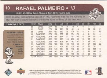 1998 Upper Deck Retro #10 Rafael Palmeiro Back