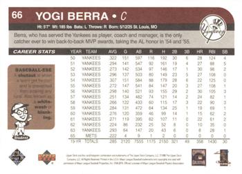 1998 Upper Deck Retro #66 Yogi Berra Back