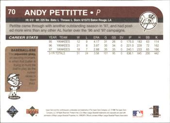 1998 Upper Deck Retro #70 Andy Pettitte Back
