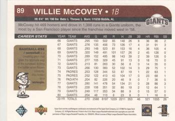 1998 Upper Deck Retro #89 Willie McCovey Back