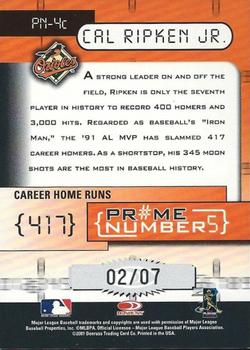 2001 Donruss Elite - Prime Numbers #PN-4C Cal Ripken Jr. Back