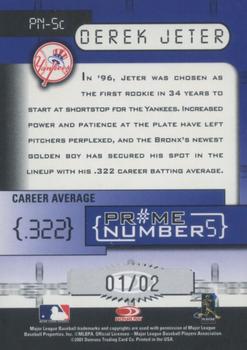 2001 Donruss Elite - Prime Numbers #PN-5C Derek Jeter Back