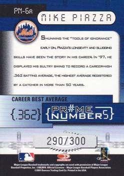 2001 Donruss Elite - Prime Numbers #PN-6A Mike Piazza Back
