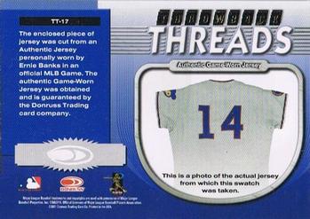 2001 Donruss Elite - Throwback Threads #TT-17 Ernie Banks Back