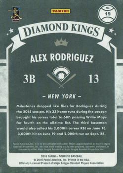 2016 Donruss - Career Stat Line #19 Alex Rodriguez Back