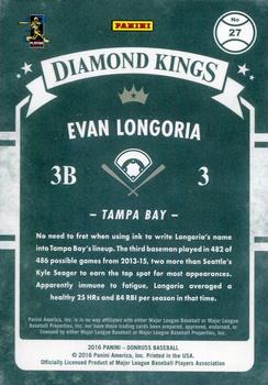 2016 Donruss - Career Stat Line #27 Evan Longoria Back