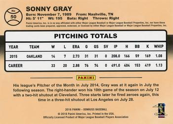 2016 Donruss - Career Stat Line #50 Sonny Gray Back
