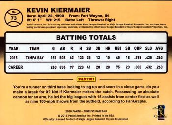 2016 Donruss - Career Stat Line #73 Kevin Kiermaier Back
