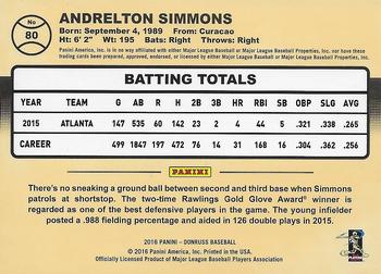 2016 Donruss - Career Stat Line #80 Andrelton Simmons Back
