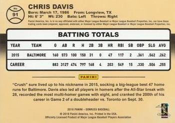 2016 Donruss - Career Stat Line #91 Chris Davis Back