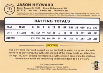 2016 Donruss - Career Stat Line #112 Jason Heyward Back