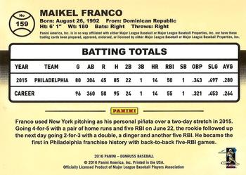 2016 Donruss - Career Stat Line #159 Maikel Franco Back