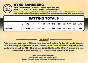 2016 Donruss - Career Stat Line #177 Ryne Sandberg Back