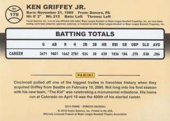 2016 Donruss - Career Stat Line #179 Ken Griffey Jr. Back