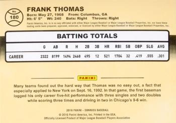 2016 Donruss - Career Stat Line #180 Frank Thomas Back