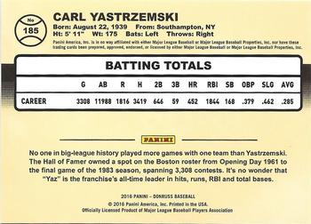 2016 Donruss - Career Stat Line #185 Carl Yastrzemski Back
