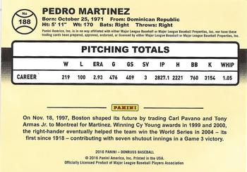 2016 Donruss - Career Stat Line #188 Pedro Martinez Back