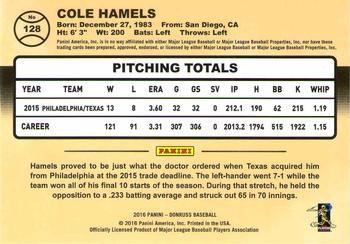 2016 Donruss - Season Stat Line #128 Cole Hamels Back