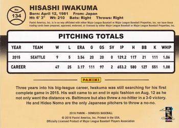 2016 Donruss - Season Stat Line #134 Hisashi Iwakuma Back
