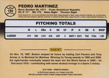2016 Donruss - Season Stat Line #188 Pedro Martinez Back