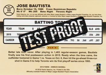 2016 Donruss - Test Proof Cyan #55 Jose Bautista Back