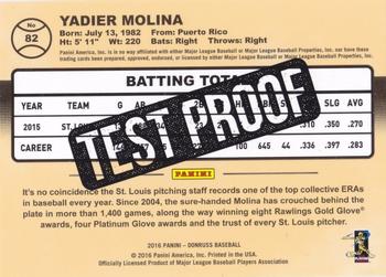 2016 Donruss - Test Proof Cyan #82 Yadier Molina Back