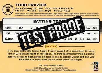 2016 Donruss - Test Proof Cyan #86 Todd Frazier Back