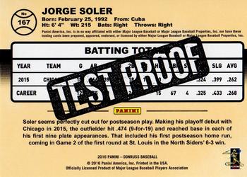 2016 Donruss - Test Proof Magenta #167 Jorge Soler Back
