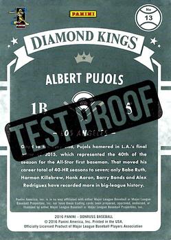 2016 Donruss - Test Proof Yellow #13 Albert Pujols Back