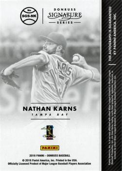 2016 Donruss - Signature Series #SGS-NK Nathan Karns Back