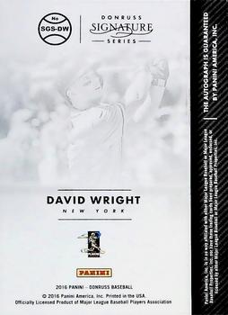2016 Donruss - Signature Series Blue #SGS-DW David Wright Back